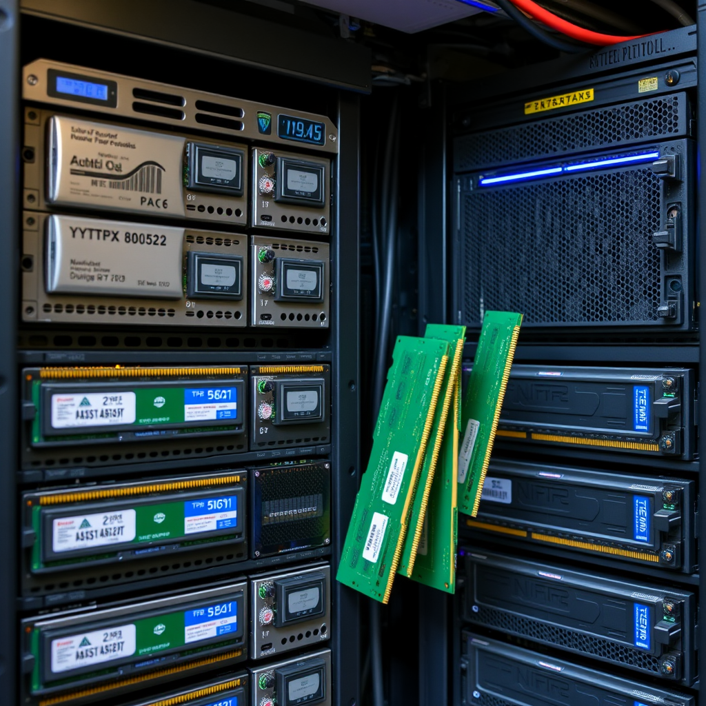 High-performance dedicated server hardware with custom configurations, multiple processors, RAM modules, and enterprise storage solutions