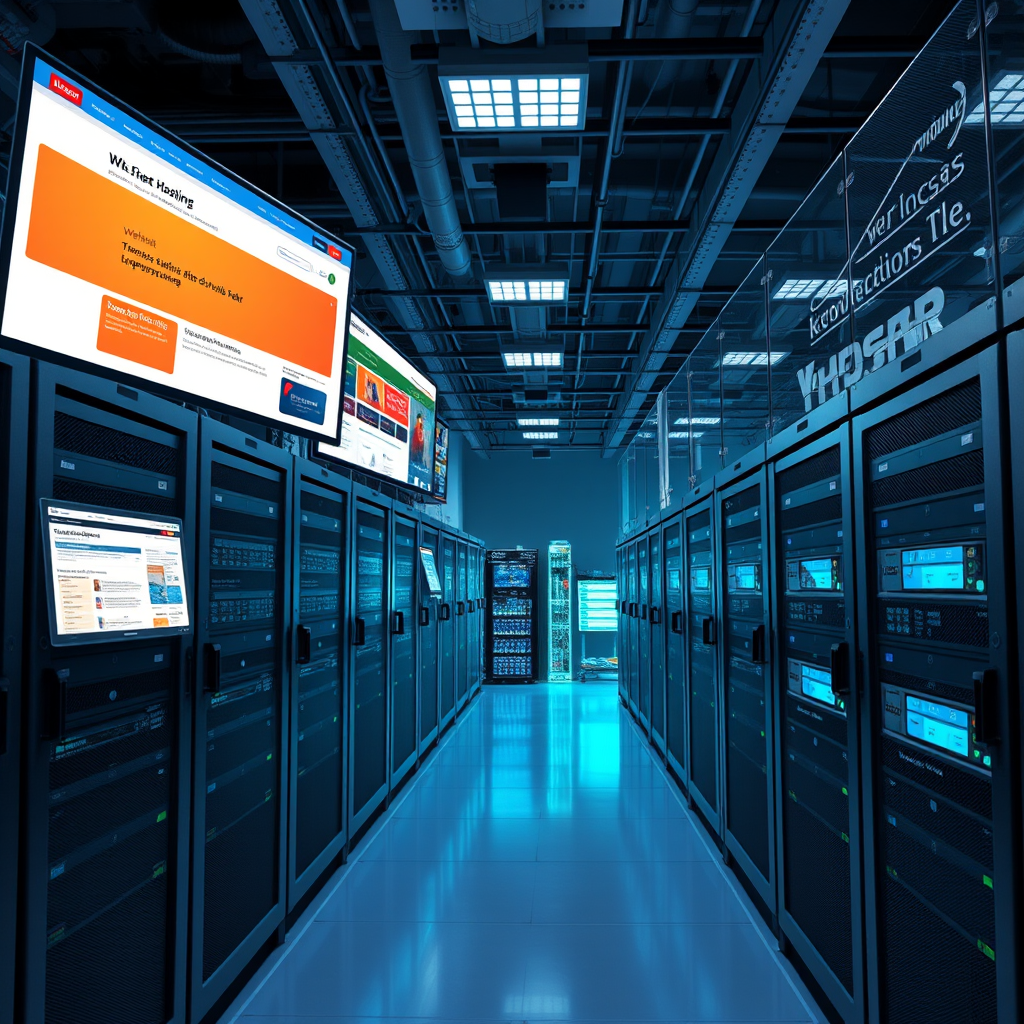 Professional web hosting environment with multiple websites and applications running on dedicated server infrastructure