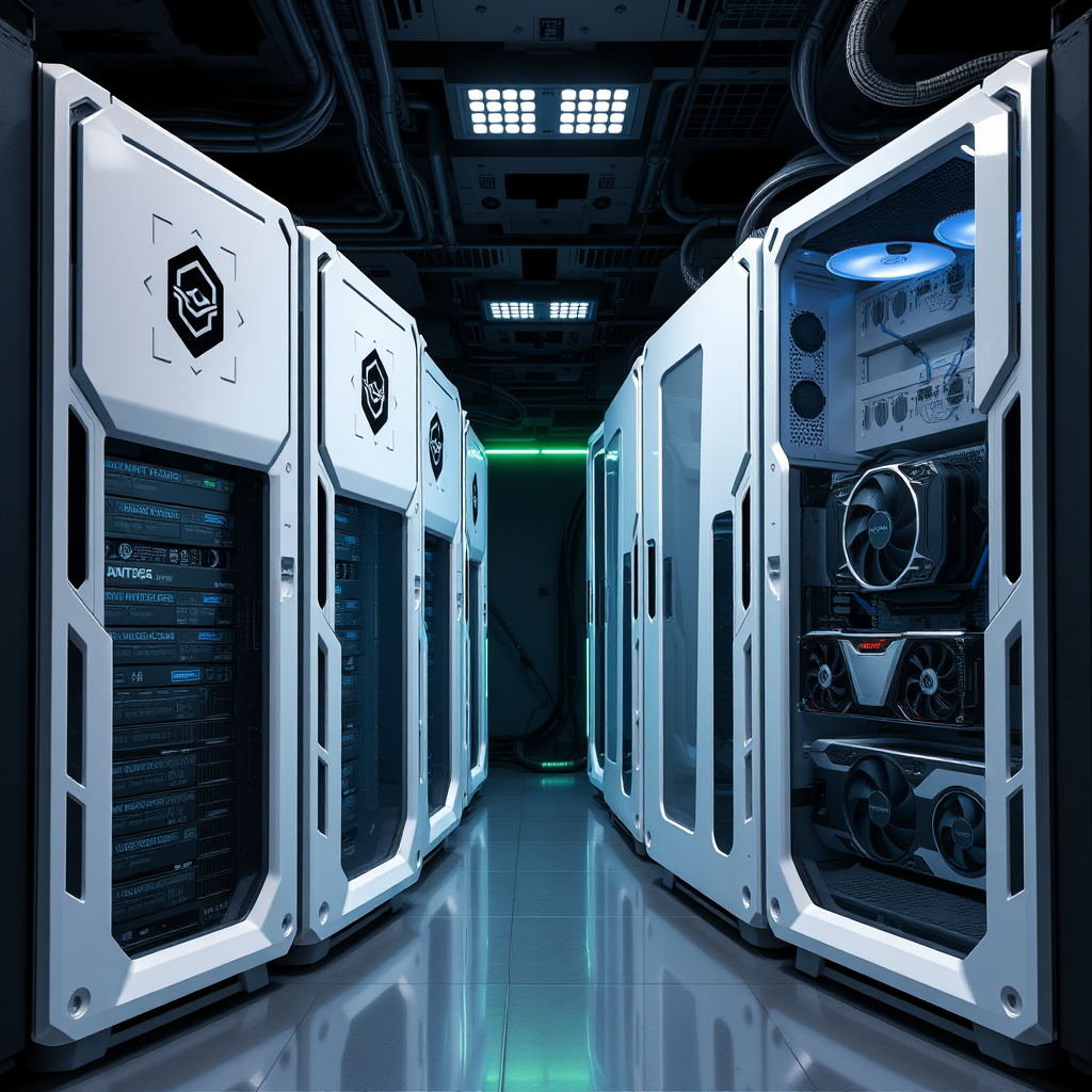 High-performance gaming servers with latest processors and graphics cards, featuring white and black design elements for competitive gaming and streaming platforms